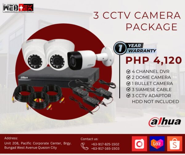 DAHUA 3 CCTV Camera Package